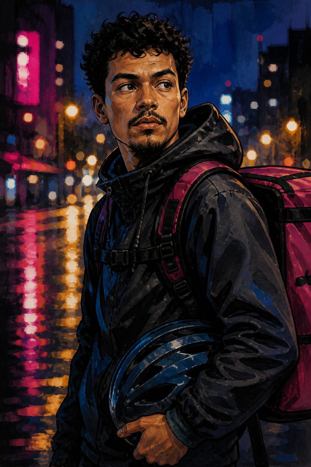 Pintura de Iuri Campos, entregador fictício
